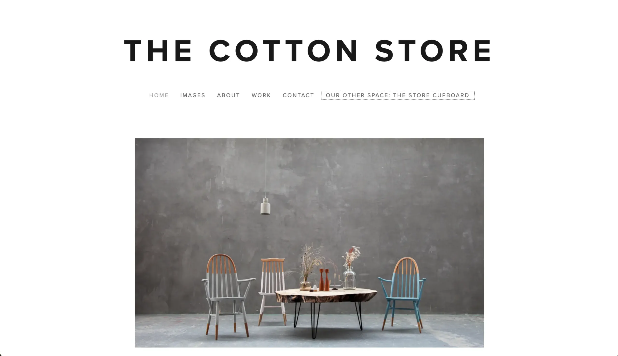 Website screenshot of the cotton store photography and video studio